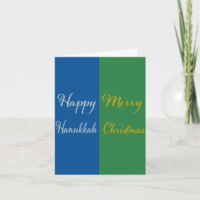 Happy Hanukkah Merry Christmas Dual Holiday  Card (Front)