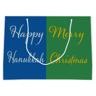 Happy Hanukkah Merry Christmas Dual Holiday Large Gift Bag