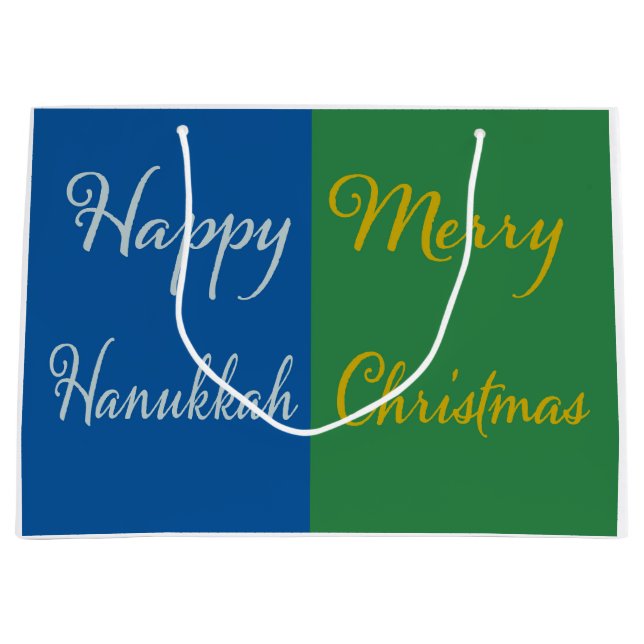 Happy Hanukkah Merry Christmas Dual Holiday  Large Gift Bag (Front)
