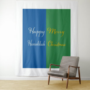 Happy Hanukkah Merry Christmas Dual Holiday Tapestry