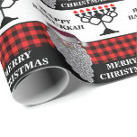 Happy Hanukkah & Merry Christmas  Wrapping Paper<br><div class="desc">Happy Hanukkah & Merry Christmas Wrapping Paper features red buffalo plaid background  Menorah & a cute Santa face.A perfect gift wrapping paper  for Hanukkah & Christmas. Please click on personalise button to customise it with your own text.</div>