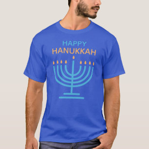 Happy Hanukkah Minimalist Blue Family Holiday T-Shirt