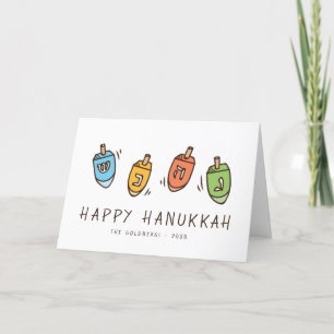 Happy Hanukkah Modern Dreidel Holiday Card