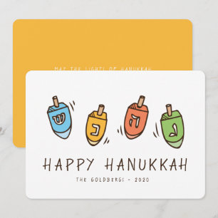 Happy Hanukkah Modern Dreidel Holiday Card