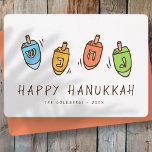 Happy Hanukkah Modern Dreidel Holiday Card<br><div class="desc">Design is composed of Dreidel spinning top illustration. Add your name,  greeting,  and year</div>