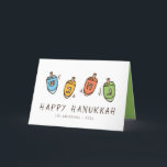 Happy Hanukkah Modern Dreidel Holiday Card<br><div class="desc">Design is composed of Dreidel spinning top illustration. Add your name,  greeting,  and year</div>