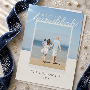 Happy Hanukkah Modern Family Photo Holiday Card