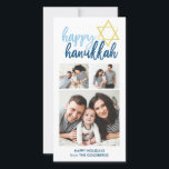 Happy Hanukkah Modern Script 3 Photo Holiday<br><div class="desc">Celebrate the holidays with this modern photo card.</div>