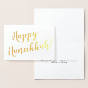 Happy Hanukkah modern script typography custom Foil Card
