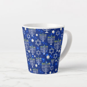 Happy Hanukkah Modern Star Of David Menorah Latte Mug