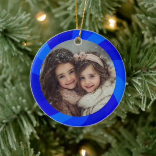 HAPPY HANUKKAH Modern Swirl Star Custom PHOTO Ceramic Tree Decoration