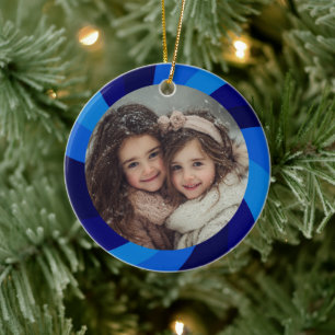 HAPPY HANUKKAH Modern Swirl Star Custom PHOTO Ceramic Tree Decoration