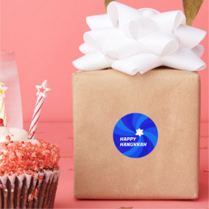 HAPPY HANUKKAH Modern Swirl Star of David Custom Classic Round Sticker