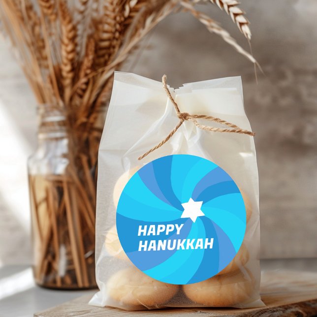 HAPPY HANUKKAH Modern Swirl Star of David Custom Classic Round Sticker (HAPPY HANUKKAH Modern Swirl Star of David Custom Classic Round Sticker
)