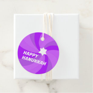 HAPPY HANUKKAH Modern Swirl Star of David Custom Favour Tags