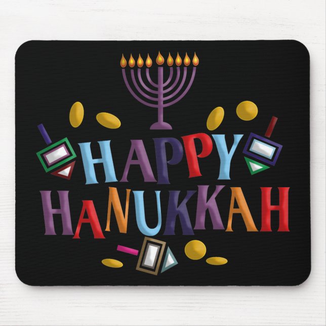 Happy Hanukkah Mouse Mat (Front)
