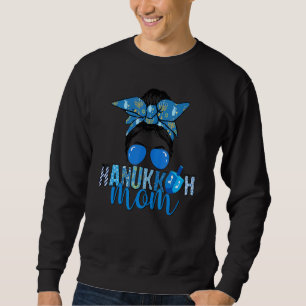 Happy Hanukkah Mum Messy Bun Jewish Christmas Paja Sweatshirt