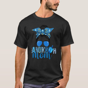 Happy Hanukkah Mum Messy Bun Jewish Christmas Paja T-Shirt
