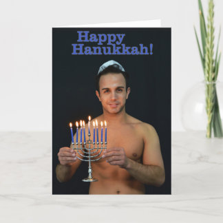 Happy Hanukkah - On shirtless Holiday Card