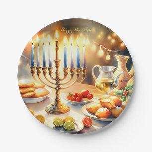 Happy Hanukkah Paper Plate