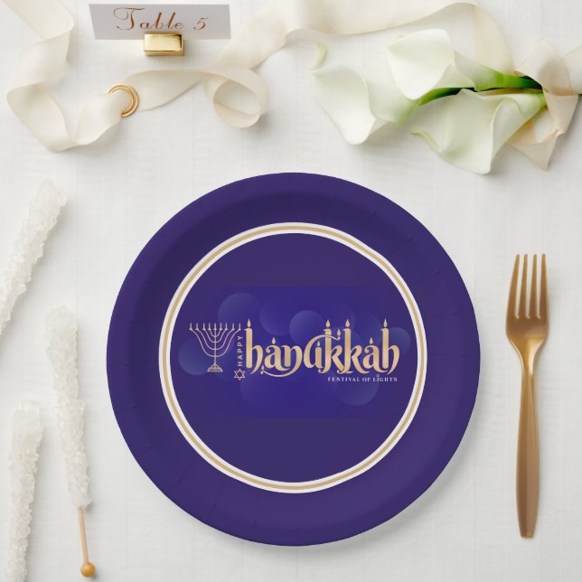 Happy Hanukkah  Paper Plate (Wedding)