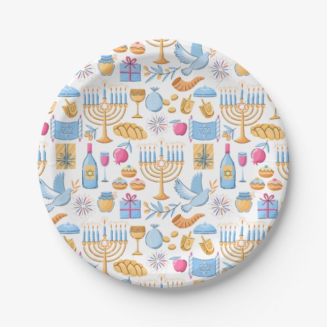 Happy Hanukkah  Paper Plate (Front)