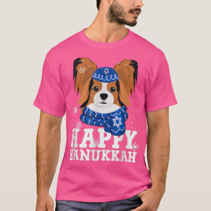 Happy Hanukkah Papillon Dog Kawaii Funny Xmas Ugly T-Shirt