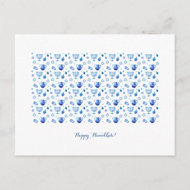 Happy Hanukkah Party Beautiful Blue Decoration Postcard (Front)