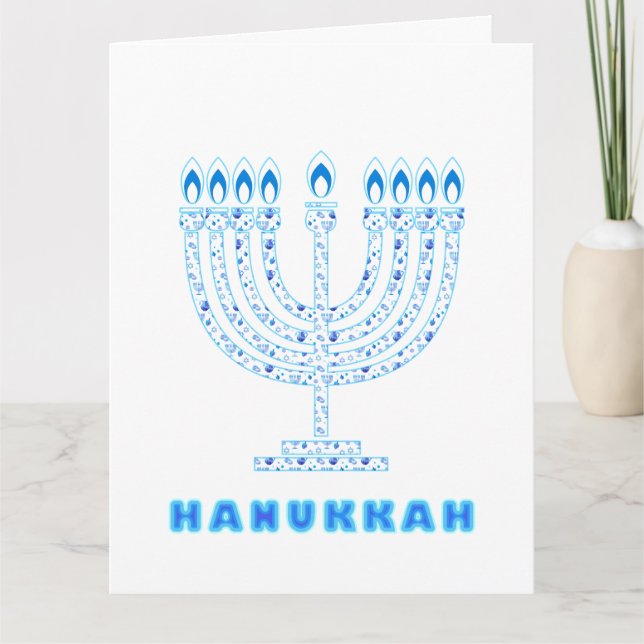 Happy Hanukkah Party Beautiful Blue Decoration Thank You Card (Front)