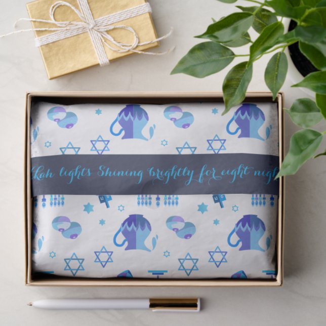 Happy Hanukkah Party Beautiful Blue Decoration Tissue Paper (Gift)