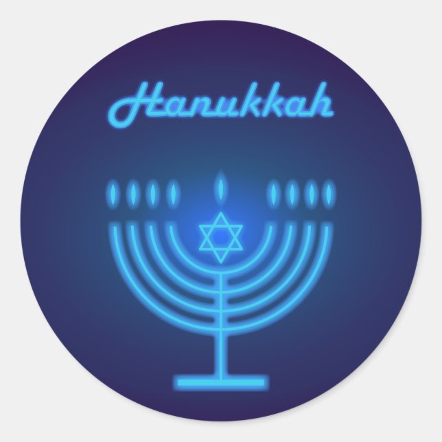 Happy Hanukkah Party Beautiful Decoration Classic Round Sticker (Front)