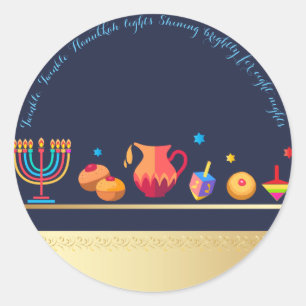 Happy Hanukkah Party Beautiful Decoration Classic Round Sticker