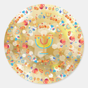 Happy Hanukkah Party Beautiful Decoration Classic Round Sticker