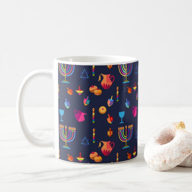 Happy Hanukkah Party Beautiful Decoration Coffee Mug (With Donut)