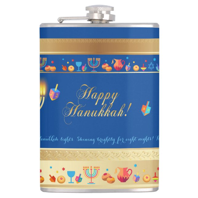 Happy Hanukkah Party Beautiful Decoration Hip Flask (Front)