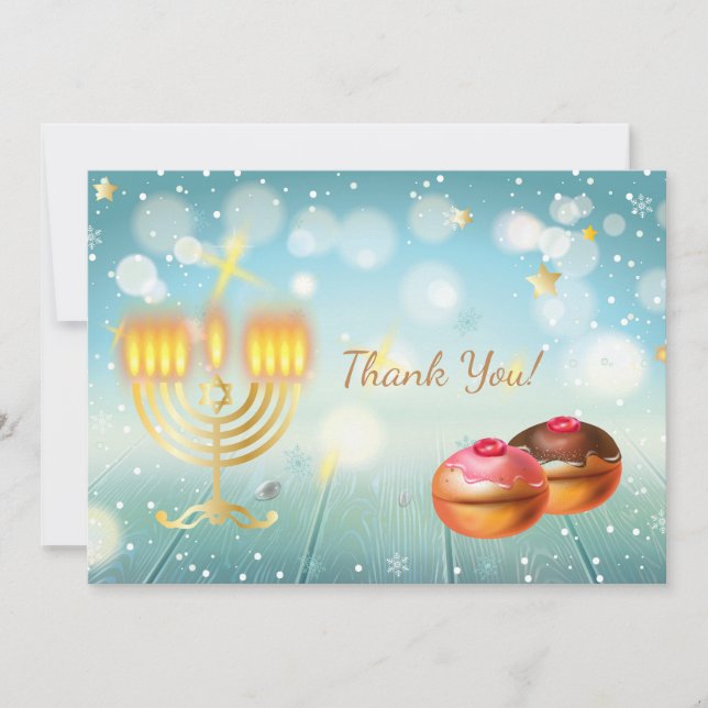 Happy Hanukkah Party Beautiful Decoration, Jewish Thank You Card (Front)
