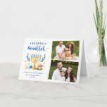 Happy Hanukkah Peace Love Latkes Festive 2 Photo Holiday Card<br><div class="desc">Send your Wishes with this Photo Holiday Card that feature a Hanukkah Script and Watercolor Jewish Holiday Symbols to highlight your greeting message.</div>