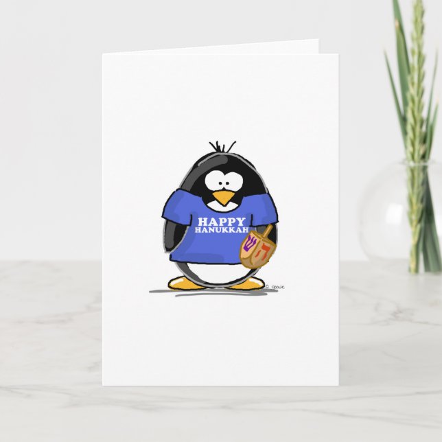 Happy Hanukkah Penguin Holiday Card (Front)