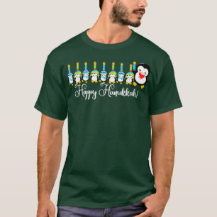 Happy Hanukkah Penguins Menorah Funny Christmas T-Shirt
