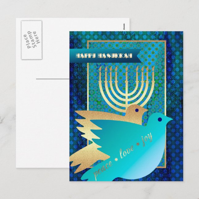 Happy Hanukkah. Personalised Hanukkah Postcards (Front/Back)