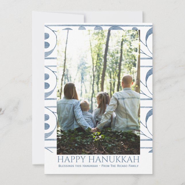 Happy Hanukkah Personalised Holiday Photo Card (Front)