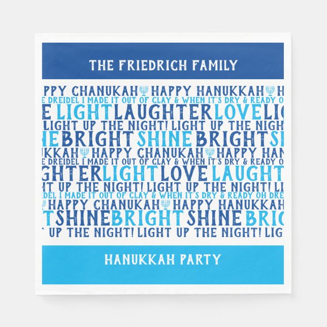 HAPPY HANUKKAH Personalised Holiday Wishes  Napkin (Front)
