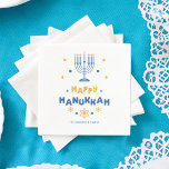 "Happy Hanukkah"  Personalised  Napkin<br><div class="desc">Festive personalised Happy Hanukkah design.</div>