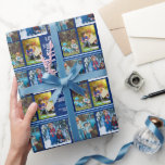 Happy Hanukkah Photo Collage Personalised Blue Wrapping Paper<br><div class="desc">This cute,  modern Happy Hanukkah wrapping paper features a classy layout of 4 family photos on a blue background with pretty white typography. This beautiful kids photo Chanukah gift wrap features your own child's photograph collage surrounding your message and family name.</div>