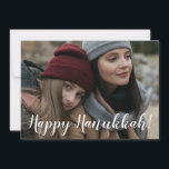 Happy Hanukkah Photo Holiday Card<br><div class="desc">This lovely photo card that reads, "Happy Hanukkah!" in white on the front and "May the light of Hanukkah fill your hearts with peace and love. Wishing you blessings and joy!" in blue on the back will bring a smile to every recipient's face. It's warm sentiment will touch hearts and...</div>
