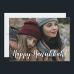 Happy Hanukkah Photo Holiday Card<br><div class="desc">This lovely photo card that reads, "Happy Hanukkah!" in white on the front and "May the light of Hanukkah fill your hearts with peace and love. Wishing you blessings and joy!" in blue on the back will bring a smile to every recipient's face. It's warm sentiment will touch hearts and...</div>