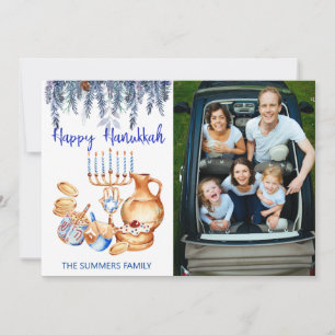 Happy Hanukkah Photo Template Menorah Pine Drop