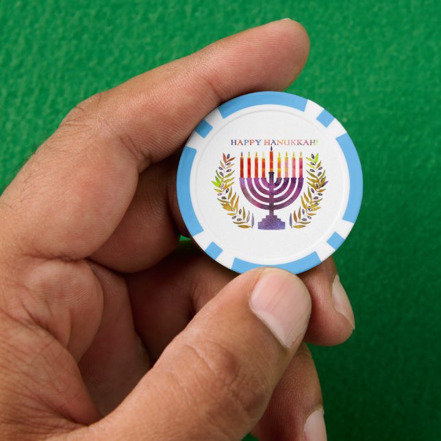 Happy Hanukkah Poker Chips (Hand)