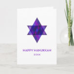 Happy Hanukkah Purple Star of David Non-Photo Holiday Card<br><div class="desc">Wish friends and family "Happy Hanukkah" with this whimsical purple multicolored Star of David.  The year is editable with more editable text inside.  Click "customise it" to change fonts,  move text,  colour or resize</div>