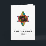 Happy Hanukkah Rainbow Star of David Non Photo Holiday Card<br><div class="desc">Wish friends and family "Happy Hanukkah" with this whimsical multicolored Star of David.  The year is editable with more editable text inside.  Click "customise it" to change fonts,  move text,  colour or resize</div>